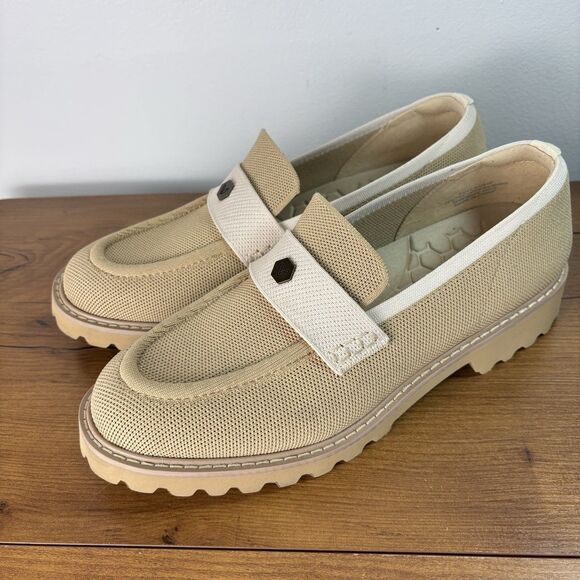 Vivaia Francesca Round-Toe Platform Chunky Heel Loafers Nude Peach Ivory 41.5 - Picture 1 of 13